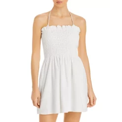 Hot Sale 🎁 AQUA Smocked Terrycloth Mini 👗 Dress Swim Coverup - 100% Exclusive Pink 🎁