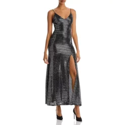 Promo 🤩 AQUA Metallic Sequin Maxi 👗 Dress - 100% Exclusive Black/silver 😉