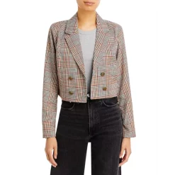 Deals 🔔 AQUA Plaid Cropped Blazer - 100% Exclusive Ivory Multi ❤️