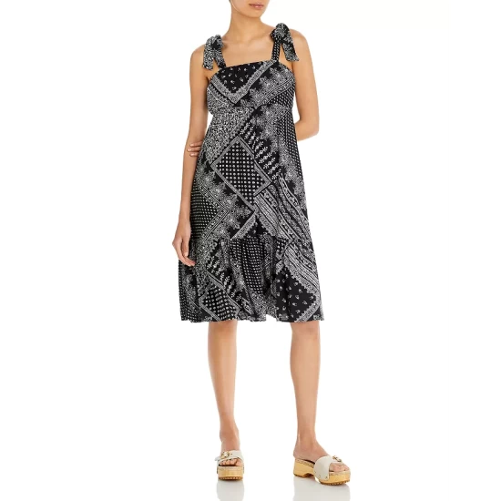 New β¨ AQUA Printed Tie Shoulder π Dress - 100% Exclusive Black/white β€οΈ