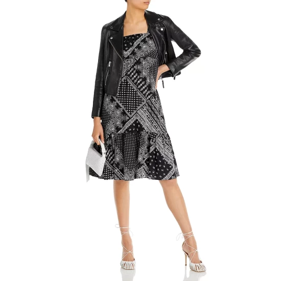 New β¨ AQUA Printed Tie Shoulder π Dress - 100% Exclusive Black/white β€οΈ - Image 2