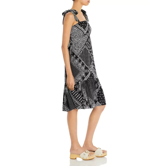New β¨ AQUA Printed Tie Shoulder π Dress - 100% Exclusive Black/white β€οΈ - Image 4