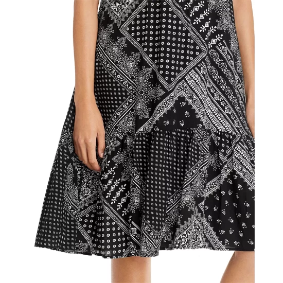 New β¨ AQUA Printed Tie Shoulder π Dress - 100% Exclusive Black/white β€οΈ - Image 6
