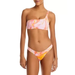 Buy 🤩 AQUA Swirl Print One Shoulder 👙 Bikini Top & Swirl Print Basic 👙 Bikini Bottom - 100% Exclusive Pink Multi 🎁
