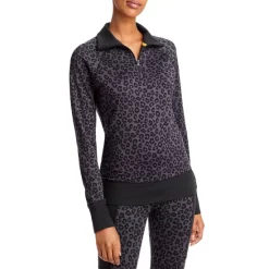 Outlet ✨ AQUA Cheetah Jacquard Quarter Zip Sweatshirt - 100% Exclusive Charcoal 🤩