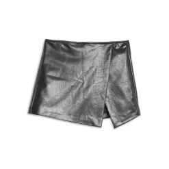 Best Sale 😍 AQUA 👧 Girls' Faux Leather Skort, Big Kid - 100% Exclusive Black 🔔