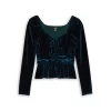 Best deal 😍 AQUA 👧 Girls' Velvet Ruched Top - Big Kid Galactic Teal 🎉