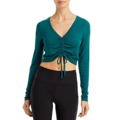 Budget 🔔 AQUA Adjustable Ruched Cropped Top - 100% Exclusive Emerald ❤️