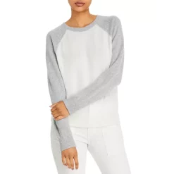 Deals ❤️ AQUA Color Block Raglan Sleeve Cashmere Sweater - 100% Exclusive Peacoat/kelly Green 🔥