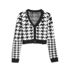 Discount 😀 AQUA 👧 Girls' Houndstooth Cropped Cardigan, Big Kid - 100% Exclusive Black/ White ⌛