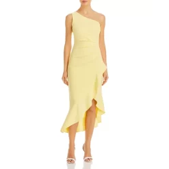 Cheapest 🎁 AQUA Off The Shoulder Crepe Cocktail 👗 Dress - 100% Exclusive Lemon 🎁