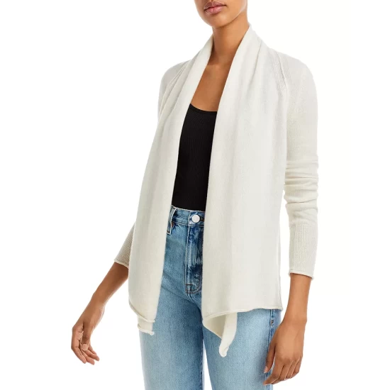 Hot Sale 💯 AQUA Draped Open-Front Cashmere Cardigan - 100% Exclusive 👏 - Image 9