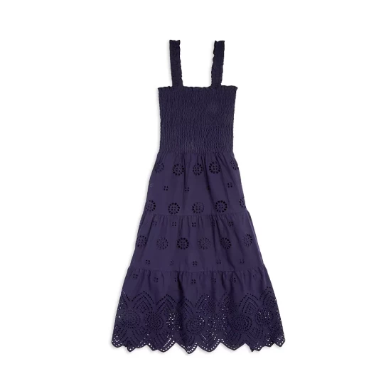 Hot Sale β¨ AQUA π§ Girls' Smocked Eyelet Midi π Dress, Big Kid - 100% Exclusive Peacoat π