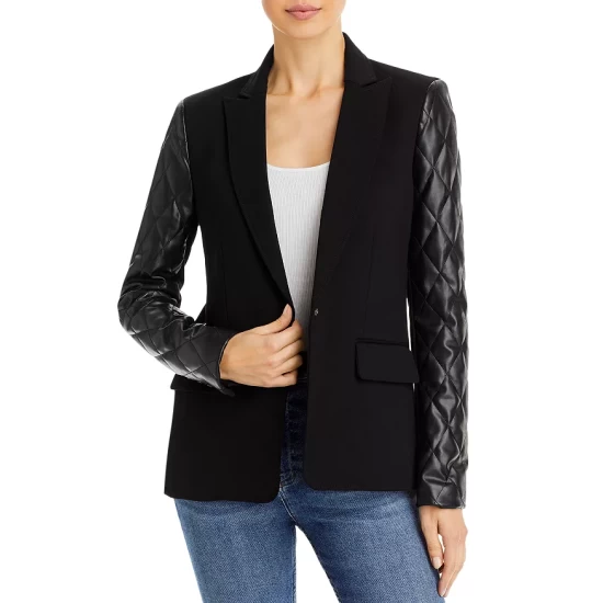 Outlet ๐ AQUA Mixed Media Quilted Sleeve Blazer - 100% Exclusive Black ๐