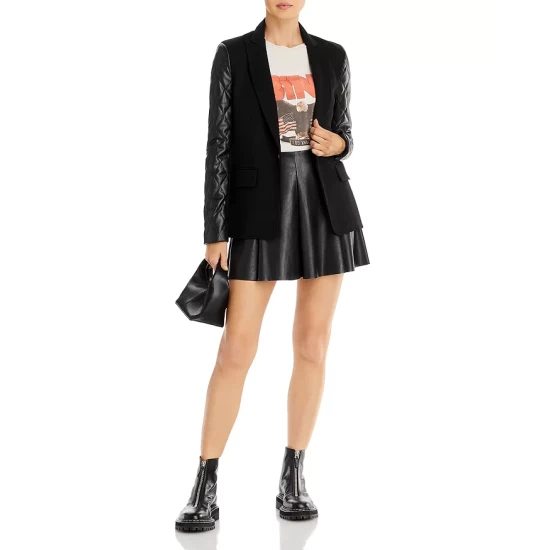 Outlet ๐ AQUA Mixed Media Quilted Sleeve Blazer - 100% Exclusive Black ๐ - Image 2