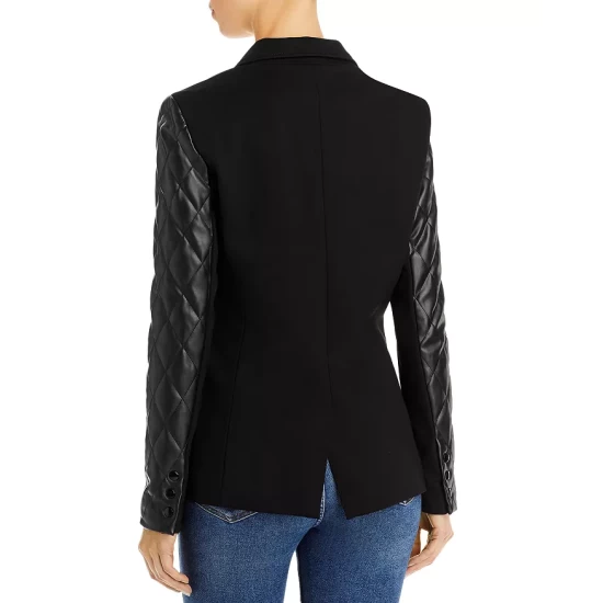 Outlet ๐ AQUA Mixed Media Quilted Sleeve Blazer - 100% Exclusive Black ๐ - Image 3