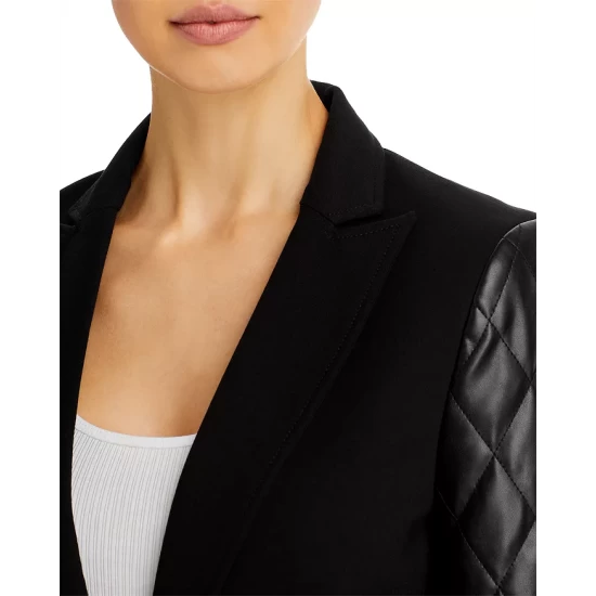 Outlet ๐ AQUA Mixed Media Quilted Sleeve Blazer - 100% Exclusive Black ๐ - Image 6