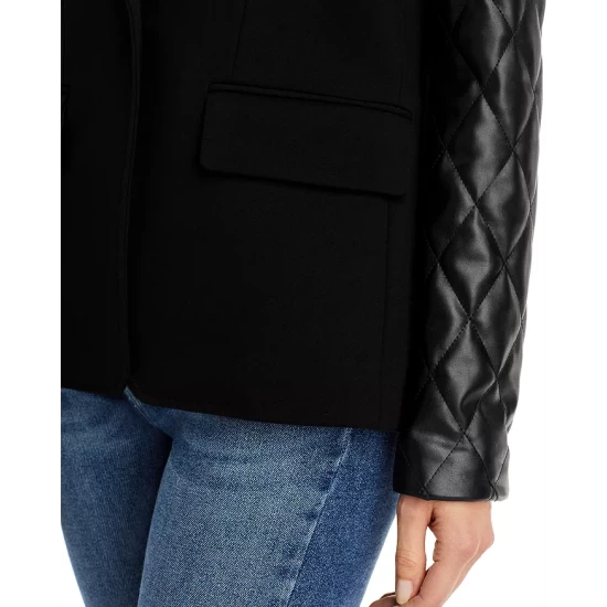 Outlet ๐ AQUA Mixed Media Quilted Sleeve Blazer - 100% Exclusive Black ๐ - Image 7