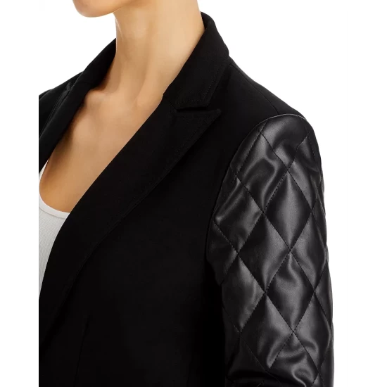 Outlet ๐ AQUA Mixed Media Quilted Sleeve Blazer - 100% Exclusive Black ๐ - Image 8