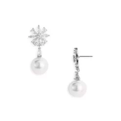 Hot Sale 🛒 AQUA Imitation Pearl Drop Statement Earrings - 100% Exclusive White/silver 🔥