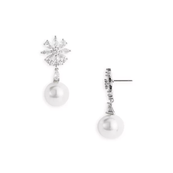 Hot Sale 🛒 AQUA Imitation Pearl Drop Statement Earrings - 100% Exclusive White/silver 🔥