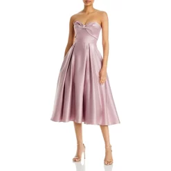 Cheapest 😀 AQUA Satin Strapless Midi 👗 Dress - 100% Exclusive Mauve ✔️