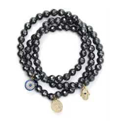 Promo 🛒 AQUA Beaded Bracelets In Gold Tone-Plated Sterling Silver And Hematite Tone-Plated Sterling Silver - 100% Exclusive Black 😉