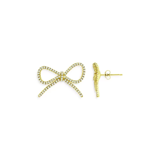 Buy ๐ AQUA Bow Stud Earrings In 18K Gold Plated Sterling Silver - 100% Exclusive ๐ - Image 3