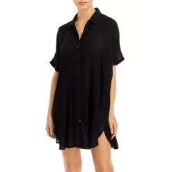 Best deal ⭐ AQUA Button-Down Swim Cover Up Tunic - 100% Exclusive Black 😍