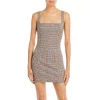 Discount ✔️ AQUA Plaid Mini Sheath 👗 Dress - 100% Exclusive Ivory Multi 👏