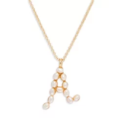 Cheap ⭐ AQUA Faux Pearl Initial Pendant Necklace In Gold Tone - 100% Exclusive 😍