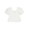 Promo 😀 AQUA 👧 Girls' Eyelet Smocked Puff Sleeve Top, Big Kid - 100% Exclusive White ✨
