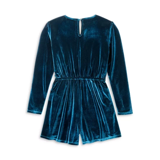 Best deal π AQUA π§ Girls' Velvet Romper, Big Kid - 100% Exclusive Galactic Teal β - Image 2
