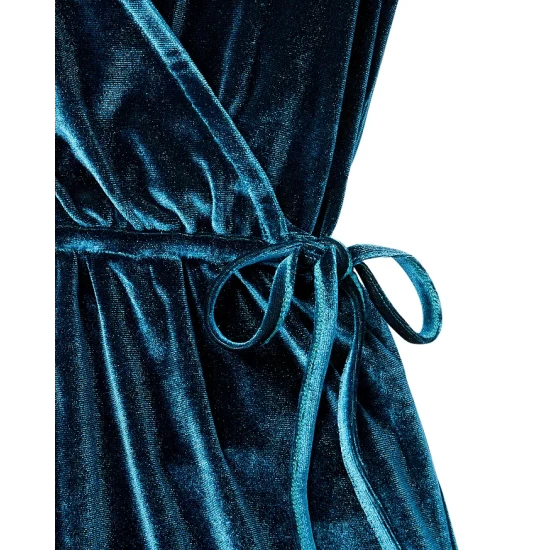 Best deal π AQUA π§ Girls' Velvet Romper, Big Kid - 100% Exclusive Galactic Teal β - Image 3