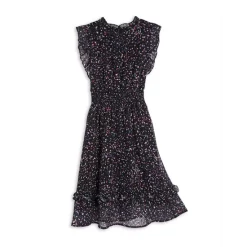 Cheapest 🛒 AQUA 👧 Girls' Abstract Dot Print Flutter Midi 👗 Dress, Big Kid - 100% Exclusive Black Spec 🔥