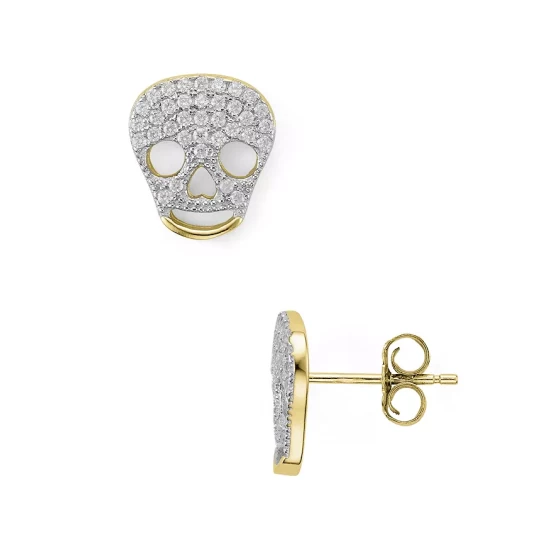 Buy π AQUA Sterling Silver Skull Stud Earrings - 100% Exclusive Gold βοΈ