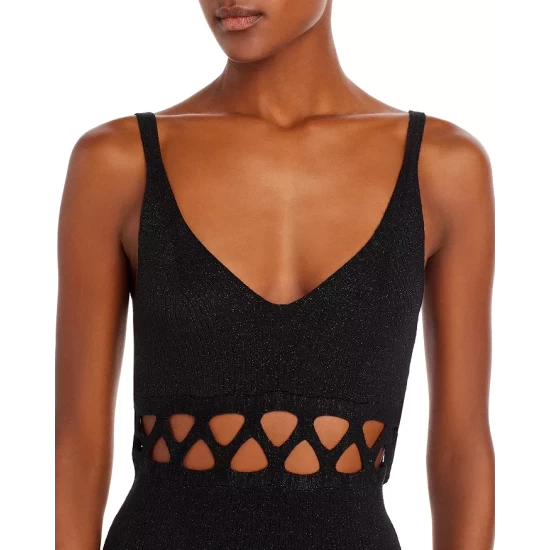 Deals ๐ AQUA Sleeveless Ribbed Knit Cutout ๐ Dress - 100% Exclusive Black ๐ - Image 5