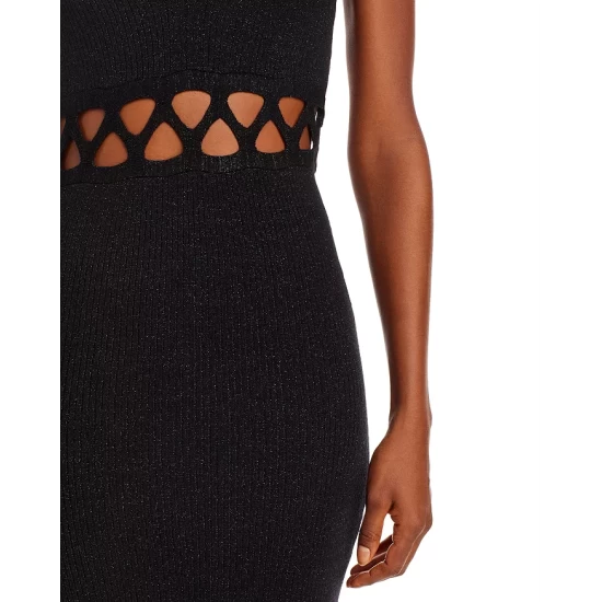 Deals ๐ AQUA Sleeveless Ribbed Knit Cutout ๐ Dress - 100% Exclusive Black ๐ - Image 6