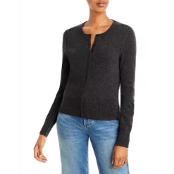 Best Sale 😍 AQUA Crewneck Cashmere Cardigan - 100% Exclusive Black ✔️