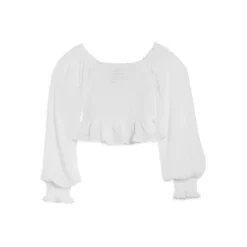 Cheap 😍 AQUA 👧 Girls' Smocked Blouse, Big Kid - 100% Exclusive Ivory ✔️