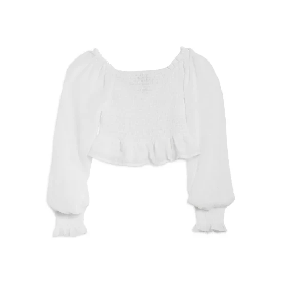 Cheap 😍 AQUA 👧 Girls' Smocked Blouse, Big Kid - 100% Exclusive Ivory ✔️ - Image 2