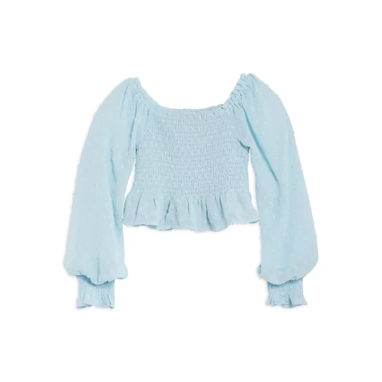 Cheap 😍 AQUA 👧 Girls' Smocked Blouse, Big Kid - 100% Exclusive Ivory ✔️ - Image 3