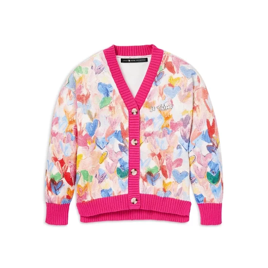 Budget โค๏ธ AQUA ๐ง Girls' Painted Hearts Cardigan, Big Kid - 100% Exclusive Pink Multi ๐