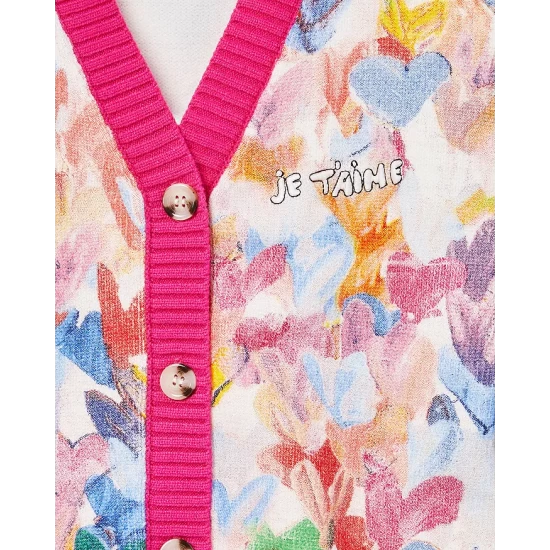 Budget โค๏ธ AQUA ๐ง Girls' Painted Hearts Cardigan, Big Kid - 100% Exclusive Pink Multi ๐ - Image 3