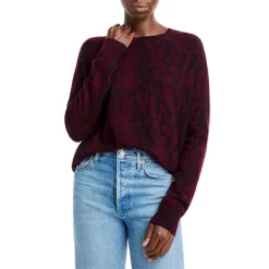 Buy 🤩 AQUA Snake Print Cashmere Sweater - 100% Exclusive Dark Raisin/black 😍