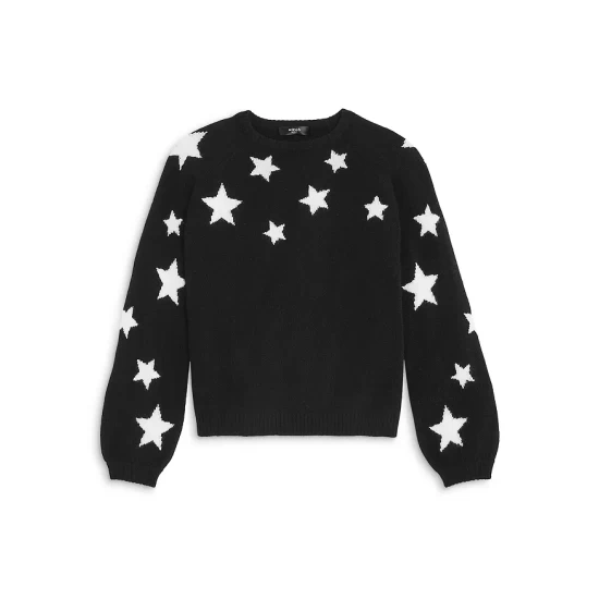 New π― AQUA π§ Girls' Cashmere Star Sweater, Big Kid - 100% Exclusive Black/ivory π