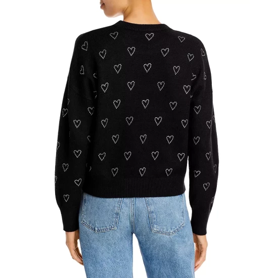 Best reviews of ⭐ AQUA Crystal Heart Embellished Crewneck Sweater - 100% Exclusive Black 🤩 - Image 2