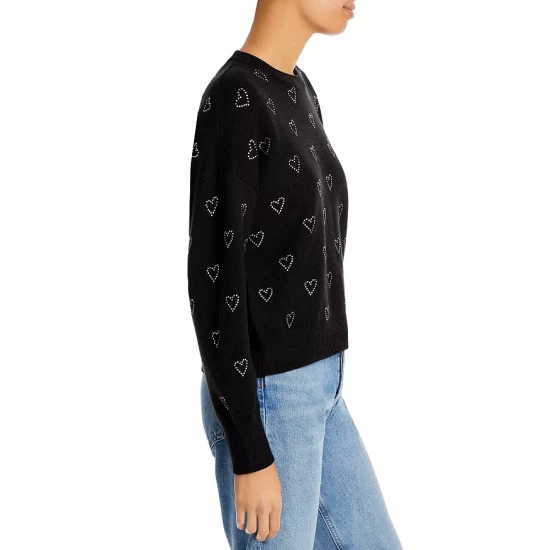 Best reviews of ⭐ AQUA Crystal Heart Embellished Crewneck Sweater - 100% Exclusive Black 🤩 - Image 4