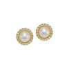 Coupon 🧨 AQUA Cultured Freshwater Pearl & Cubic Zirconia Halo Button Earrings - 100% Exclusive Gold/white 💯