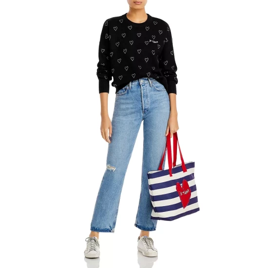 Best reviews of ⭐ AQUA Crystal Heart Embellished Crewneck Sweater - 100% Exclusive Black 🤩 - Image 6